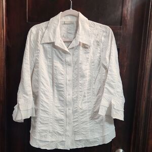 Elegant Feminine-inspired White Shirt for Women With Fluted Hem